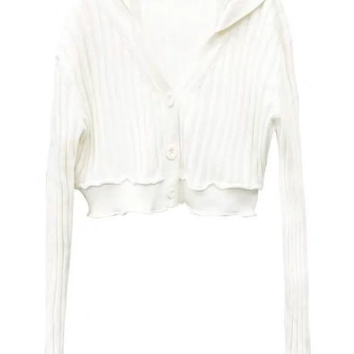 Load image into Gallery viewer, Harajuku Black White Sweater Cropped Cardigan Women Korean Fashion Streetwear Jumper Female Autumn Hoody Knitted Top
