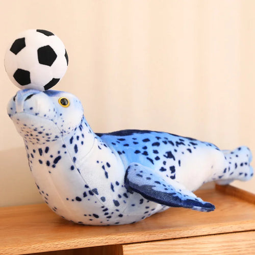 Load image into Gallery viewer, 37/53CM Creative Seal &amp; Sea Lion Plush Toys Heading the Ball Stuffed Soft Simulation Infauna Seal Funny Children&#39;s Decor Gift
