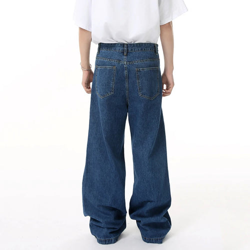 Load image into Gallery viewer, Deconstruction Men&#39;s Jeans New Trendy High Street Style Straight Leg Line Design  Solid Color Casual Menwear 9W1686
