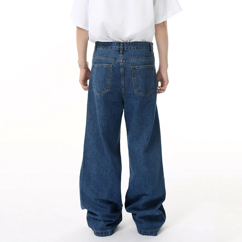 Deconstruction Men's Jeans New Trendy High Street Style Straight Leg Line Design  Solid Color Casual Menwear 9W1686