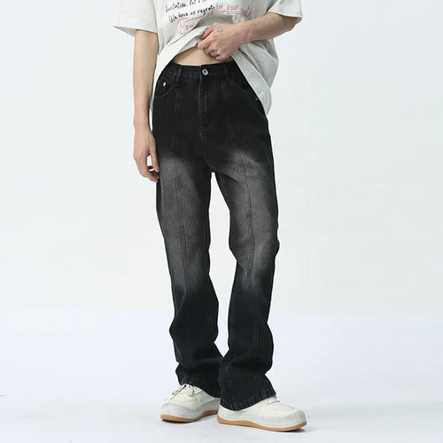 Load image into Gallery viewer, Jeans High Street Washed Gradient Bootcut Pants Pocket Zipper Fashion Summer Men&#39;s Wide Leg Trousers Loose 9C5406
