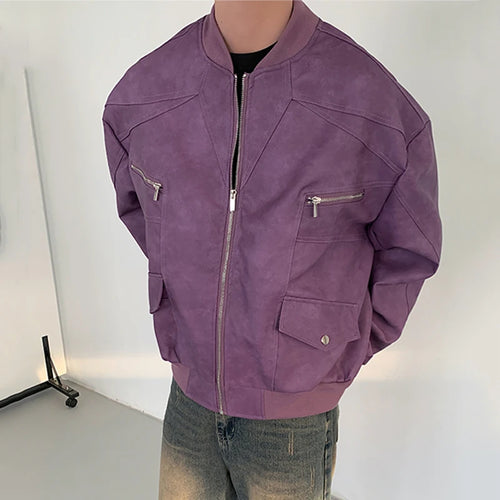 Load image into Gallery viewer, American Style Men&#39;s Jackets Casual PU Leather Zipper Patchwork Solid Color Loose Male Tops New Winter 2024 Fashion 9C6885
