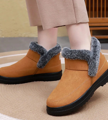 Women's Boots 2025 Winter Boots With Fur Warm Ankle Boots Snow Botas Mujer Slip On Fur Shoes Woman Winter Footwear Black Women