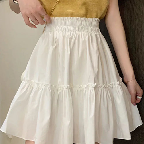 Load image into Gallery viewer, Kawaii Mini Skirts Women Cute Fungus Patchwork Fairycore High Waist Pleated Short Skirt Korean Fashion Preppy Style
