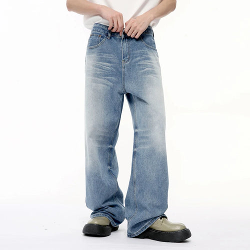 Load image into Gallery viewer, Fashion Men&#39;s Denim Pants Droop Worn-out Washing Wide Leg Jeans Vintage Loose Straight Male Trousers Autumn 9C6395
