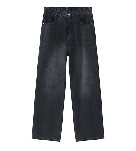 Men Bottoms Elastic Waist New Fashion Denim Pants Solid Color Straight Leg Male Jeans Summer Simple Men's Wear 9C4738