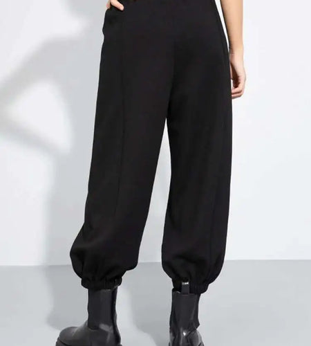 High Elastic Waist Black Drawstring Long Wide Leg Casual Pants New Trousers Women Fashion Tide Spring Autumn 2025 1DH7794