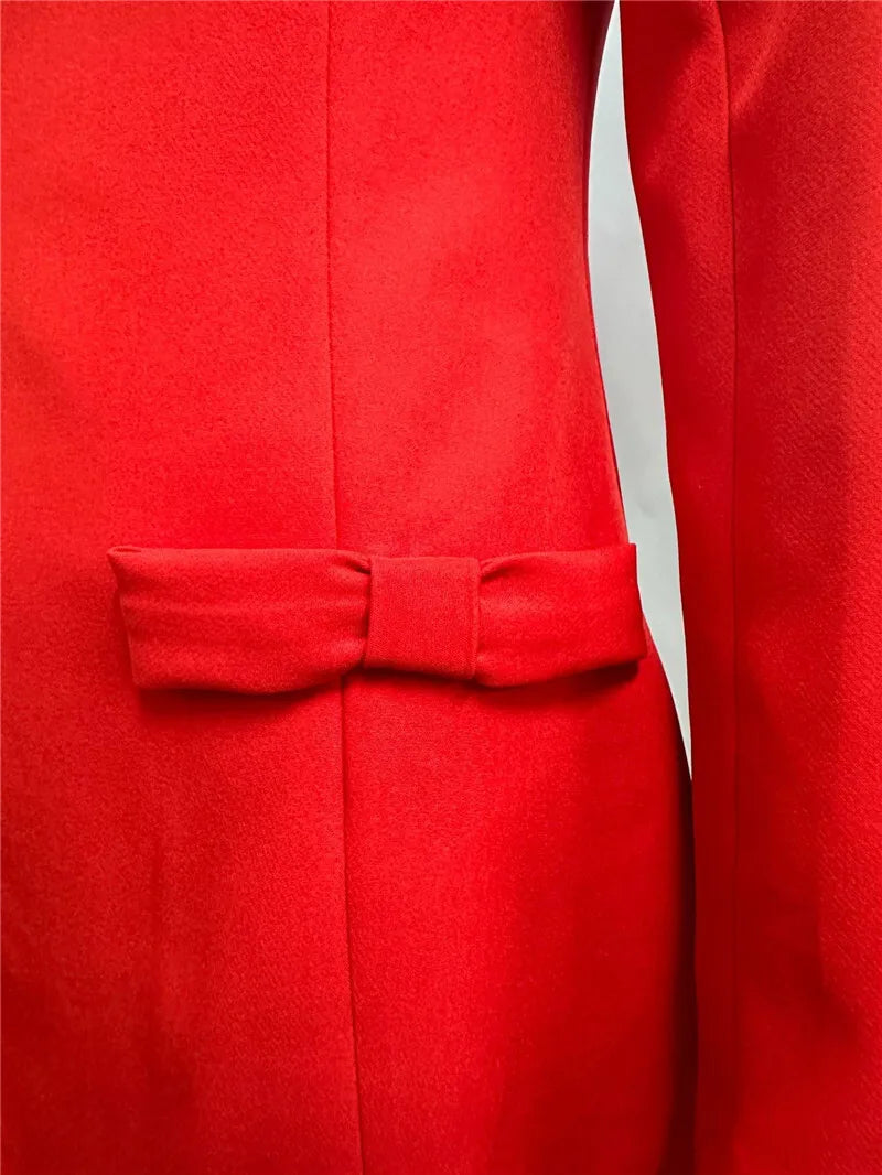 Double Bow Long Sleeve Sexy Mini Dress For Women Autumn Winter New Solid High Waist Bodycon Club Party Dress Elegant