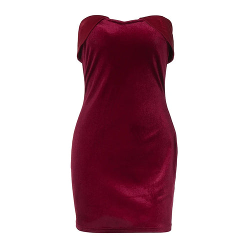 Load image into Gallery viewer, Velvet Off-shoulder Strapless Sexy Mini Dress For Women Robe Fashion Backless Sleeveless Club Party Dress Elegant
