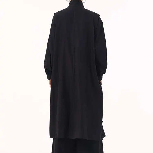 Load image into Gallery viewer, Women Army Green Ruffles Big Size Long Trench New Stand Collar Long Sleeve Windbreaker Fashion Spring Autumn 2025 1DH9215
