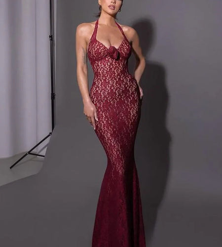 Sexy Sleeveless Lace Patchwork 3D Floral Dress Women Elegant Hip Hugging Lace Up Bodycon Party Club Evening Dress 2025