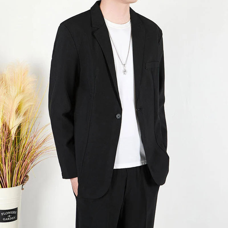 Men's Business Casual Suit Jackets Solid Color Single Breasted New Trendy Loose Handsome Spring Male Blazer 2025 9W1307
