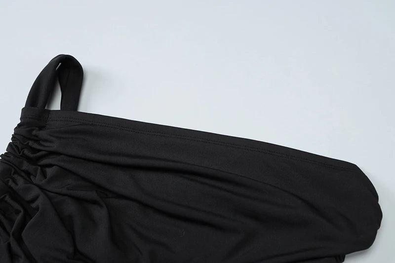 Hollow Out Lace Draped Sexy Maxi Dress For Women Gown Fashion One Shoulder Sleeveless Backless Bodycon Long Dress