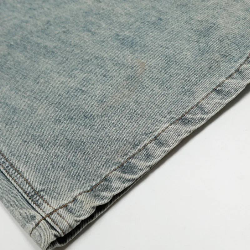 Men's Jeans New American Style Bent Knife Design Denim Pants Wide Leg Loose Gradient Color Trendy Male Bottoms 9W1774