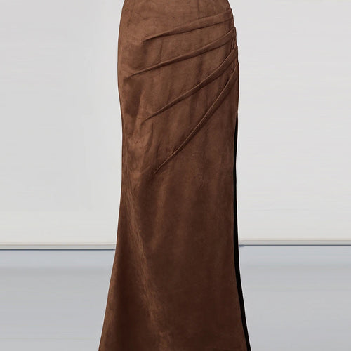 Load image into Gallery viewer, Solid Slimming Spliced Folds Fashion Skirts for Women High Waist Split Patchwork Belt Temperament Skirt Female New
