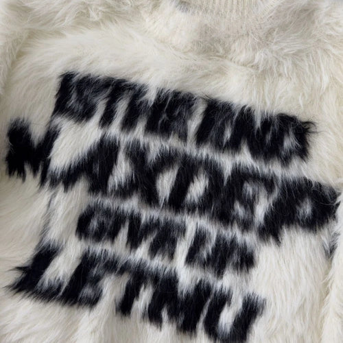 Load image into Gallery viewer, Loose Mohair Sweater Men and Women Y2k Aesthetic Knitted Punk Vintage Pullover Sueter Mujer Harajuku Letter Print Grunge Jumpers
