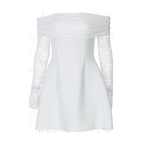 Load image into Gallery viewer, Off-shoulder Long Sleeve Sexy Mini Dress For Women Robe Strapless Backless High Waist A-line Elegant Club Party Dress
