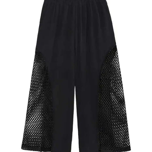 Load image into Gallery viewer, High Elastic Waist Blue Mesh Hollow Out Wide Leg Trousers New Loose Fit Pants Women Fashion Spring Autumn 2025 1DE8664
