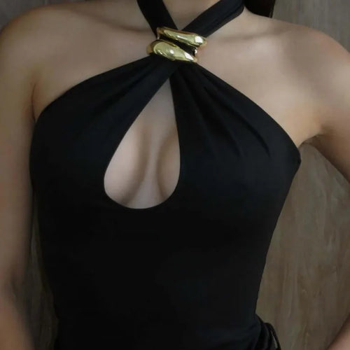 Load image into Gallery viewer, Sexy Sleeveless Hollow Out Backless Hanging Collar Tight Women Top Vest Spring/summer New 2025 Temperament Female Top
