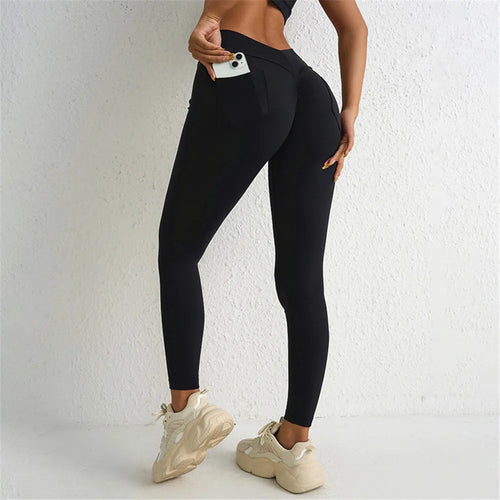 Load image into Gallery viewer, V Waist Nylon Scrunch Yoga Pant Women Sport Legging Gym Squat Proof Fitness Pant Hip Lift Workout Shorts Tights Active Wear
