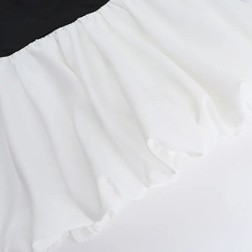 Load image into Gallery viewer, Off-shoulder Long Sleeve Sexy Mini Dress For Women Contrast Color Patchwork Strapless Backless A-line Sexy Dress
