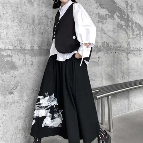 Load image into Gallery viewer, Big Size Vest Shirt Wide Leg Pants Three Piece Suit New Lapel Long Sleeve Women Fashion Tide Spring Autumn 2025 1DH5373
