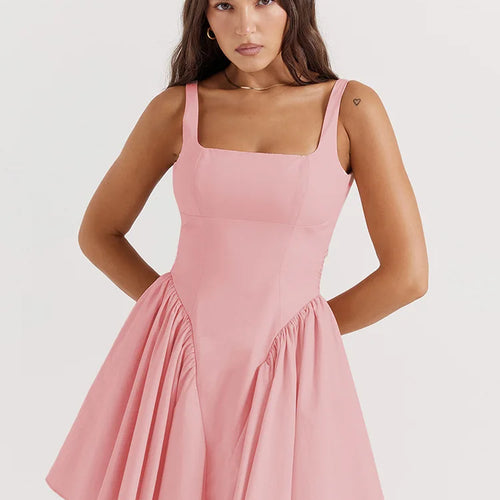 Load image into Gallery viewer, Elegant Backless Bow Mini Dress For Women 2023 Autumn New Square Collar Sleeveless Ruffles Sexy Dress Vintage Fashion
