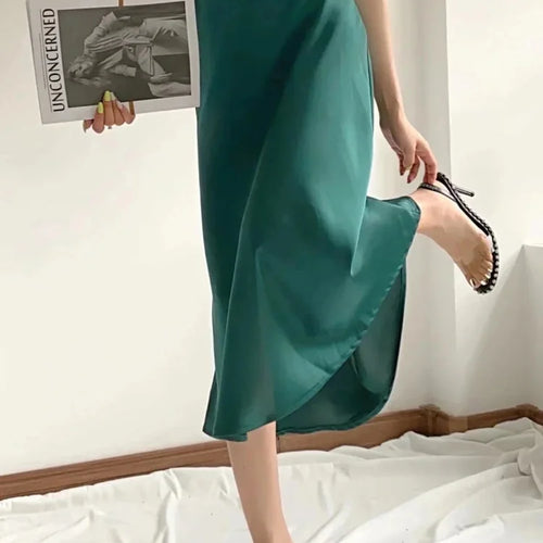 Load image into Gallery viewer, Hot Sale Solid Satin Elastic Waist Women A-Line Skirt Summer Female Slim Falda

