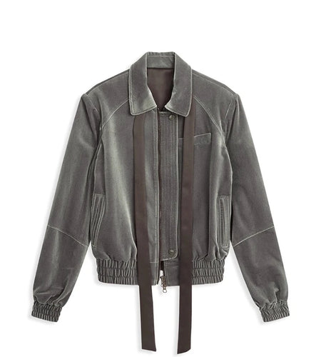 Korean Jackets for Women Long Sleeve Zipper Outwear Y2k Tops 2024 Ropa Mujer Embroidery Bow Vintage Fashion Cropped Coats 63b491