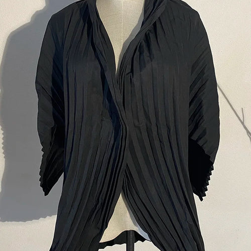 Load image into Gallery viewer, Wide Leg Pants Pleated Two Piece Suit New Turtleneck Long Sleeve Black Loose Fit Women Fashion Spring Autumn 2025 1DE3064
