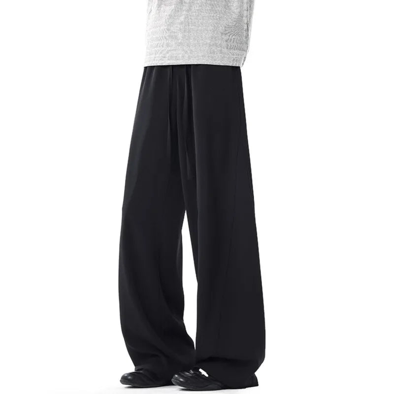 Men's Suit Pants New Korean Stylish Solid Color Loose Male Trousers Straight Leg Elastic Waist Menwear Spring 9W1524