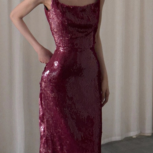 Load image into Gallery viewer, Slimming Spliced Sequins Two Piece Sets for Women Square Neck Sleeveless Top High Waist Skirt Temperament Set Female
