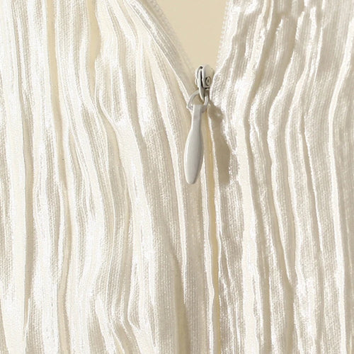 Load image into Gallery viewer, Women Silver Gray Textured Pleated Ruffles Vest Dress New Round Neck Sleeveless Fashion Tide Spring Summer 2025 7AB9278
