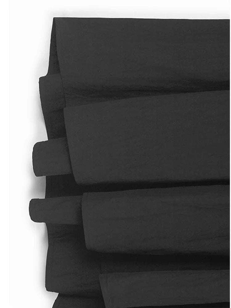 Women White Color-block Pleated Big Size Midi Dress New Round Neck Short Sleeve Fashion Tide Spring Summer 2025 1DJ1439