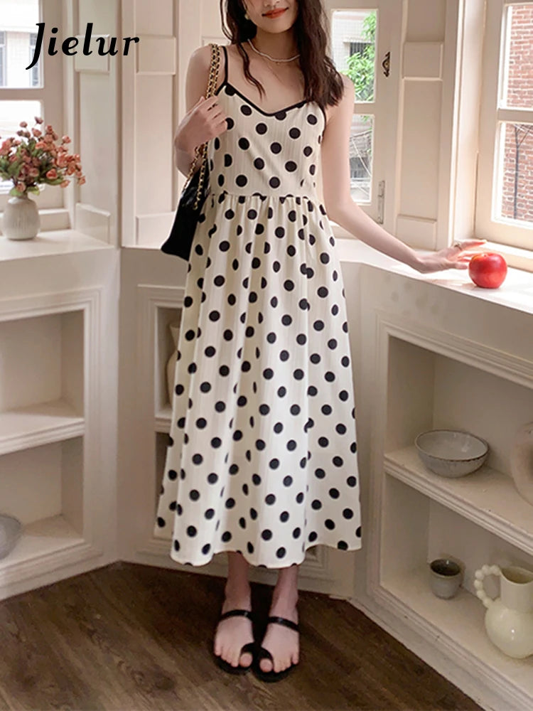 White Two-piece Dot Female Dresses French Style Summer V-neck Slim Casual Vacation Women's Dresses Birthday Party Club