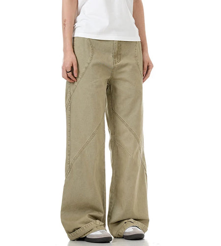 Men's Cargo Pants New American Loose Solid Color Trend Casual Trousers Straight Wide Leg Clothing Spring 2025 9W1375