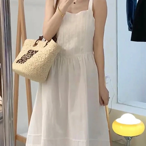 Load image into Gallery viewer, Beach Style White Strapless Women&#39;s Dresses Summer Chic Solid Color Sleeveless Slash Neck Fashion Vacation Female Dress
