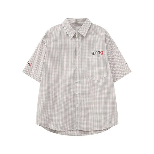 Load image into Gallery viewer, Men&#39;s Short Sleeve Shirts Plaid Collar Design New Summer Shirt Letter Printed Trendy Casual Loose Male Clothing 9W1593
