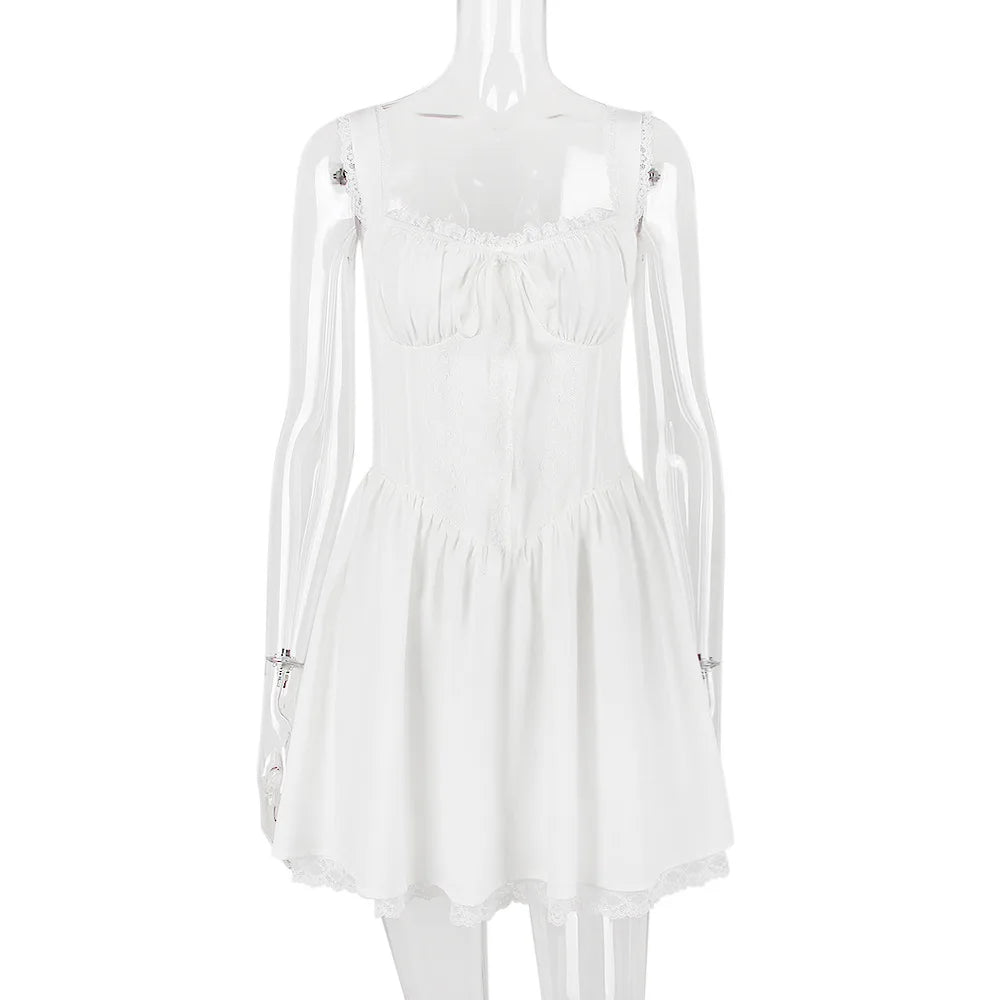 Elegant Spaghetti Strap Backless Sexy Mini Dress For Women Fashion Strapless Backless A-line Bodycon Club Party Dress