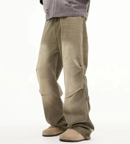 Men's Jeans New American High Street Style Vintage Silhouette Denim Pant Casual Straight Leg Micro Flared Trousers 9W1778