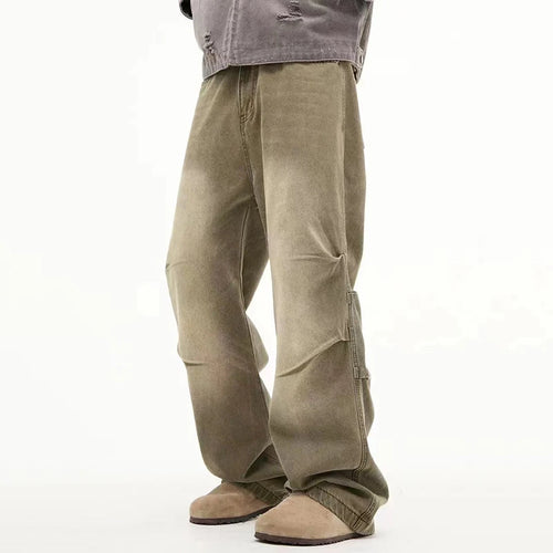 Load image into Gallery viewer, Men&#39;s Jeans New American High Street Style Vintage Silhouette Denim Pant Casual Straight Leg Micro Flared Trousers 9W1778
