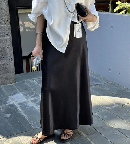 French New Women's Solid Elegant Festival Fishtail Long Skirt Spring Summer High Waist Office Lady Zipper Skirts Fashion Popular