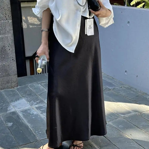 Load image into Gallery viewer, French New Women's Solid Elegant Festival Fishtail Long Skirt Spring Summer High Waist Office Lady Zipper Skirts Fashion Popular
