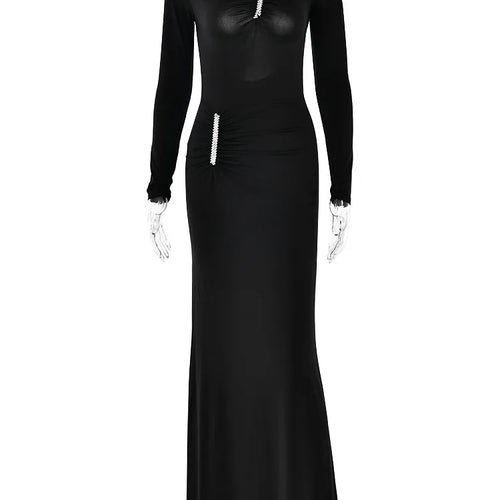 Load image into Gallery viewer, Elegant Long Sleeved Elastic Tight Irregular Dress Sexy Backless Party Evening Dress Slim Fall Vestido 2024 New Clothing
