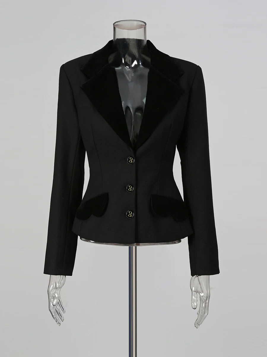 Solid Spliced Buttons Two Piece Sets for Women Lapel Long Sleves Jacket High Waist Wide Leg Pant Fashion Set Female