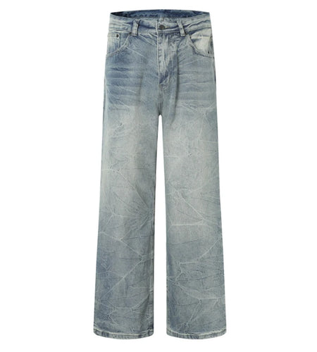 Men's Jeans Spring American Style New Washed Worn-out Lightning Pattern Design Gradient Color Stylish Male Trousers 9W1865