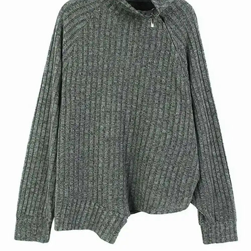 Load image into Gallery viewer, Gray Irregular Big Size Knitting Sweater Turtleneck Long Sleeve Women Pullovers New Fashion Spring Autumn 2025 1DH6800
