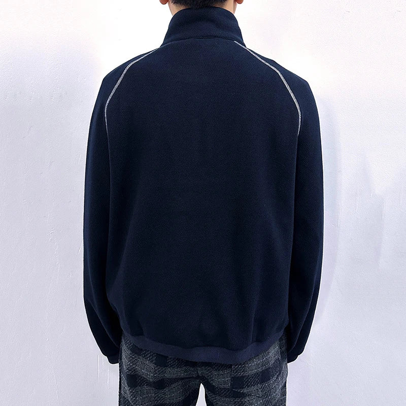 Men's Sweatshirts Korean Style Splicing Patchwork Trendy Multi Zippers Stand Collar Solid Color Male Casual Clothing 9W1825