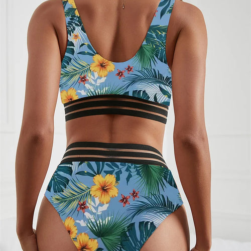 Load image into Gallery viewer, Floral High Waist Bikini 2024 High Cut Halter Swimwear Women Floral Swimsuit Biquini Sexy Bathing Suit for Women
