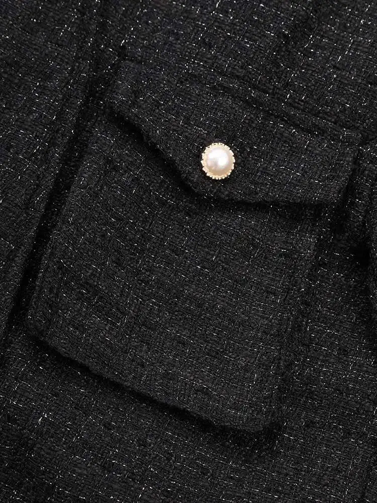 Black Irregular Elegant Big Size Woolen Coat New Lapel Long Sleeve Women Jacket Fashion Tide Autumn Winter 2025 1DH1530